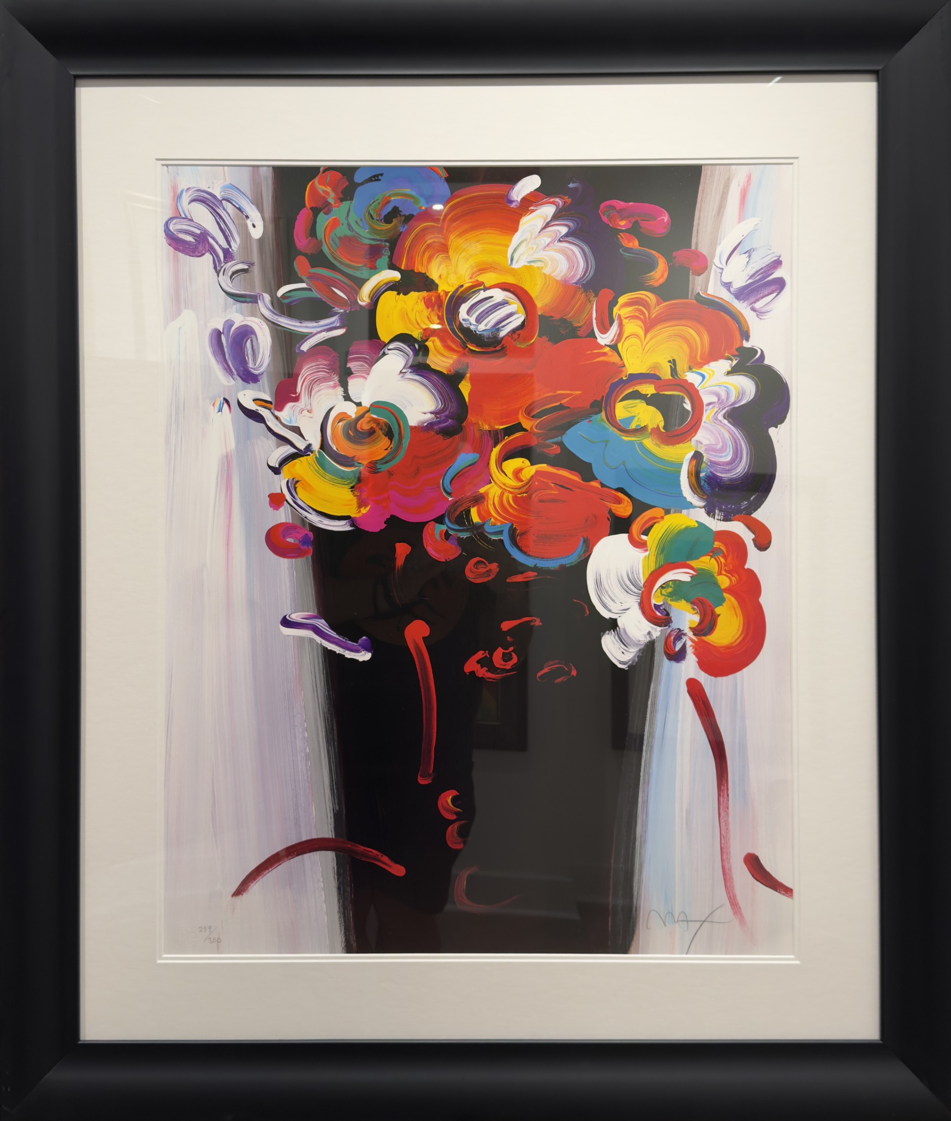 Flowers In Black Vase by Peter Max